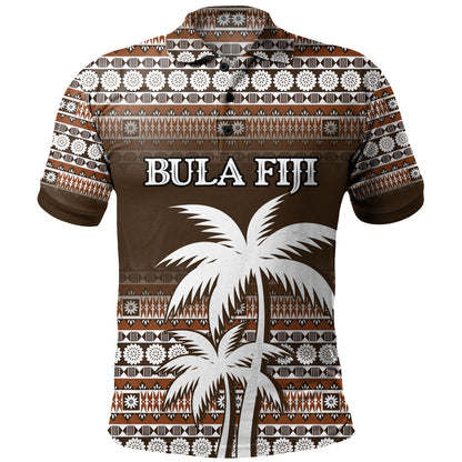 Fiji Polo Shirt Custom Bula Fiji Masi Brown Patterns