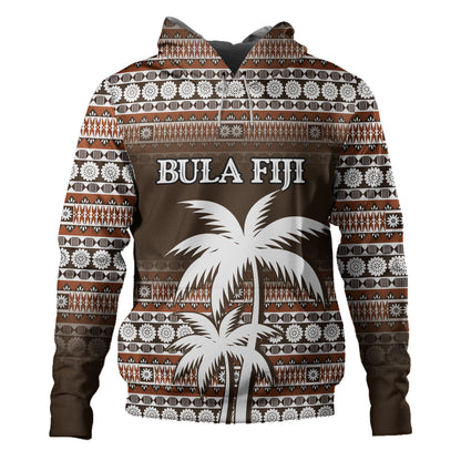Fiji Hoodie Custom Bula Fiji Masi Brown Patterns