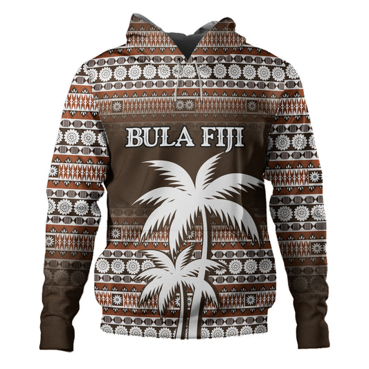 Fiji Hoodie Custom Bula Fiji Masi Brown Patterns