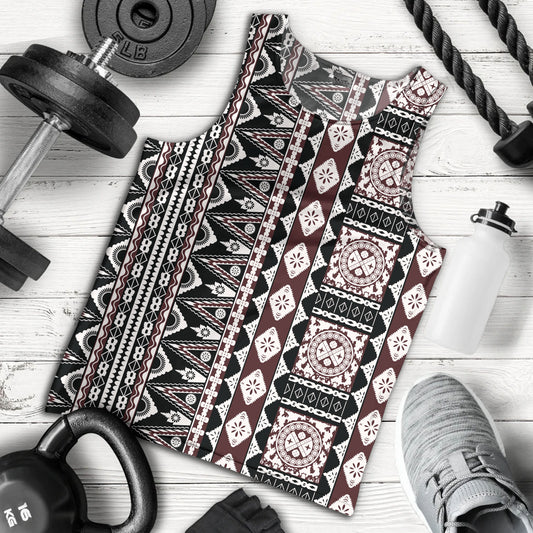 Fiji Tank Top Bula Fiji Masi Motif Brown Color Design