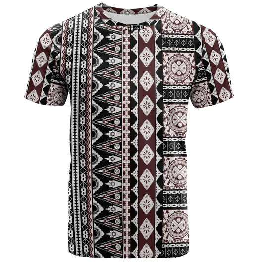 Fiji T-Shirt Bula Fiji Masi Motif Brown Color Design