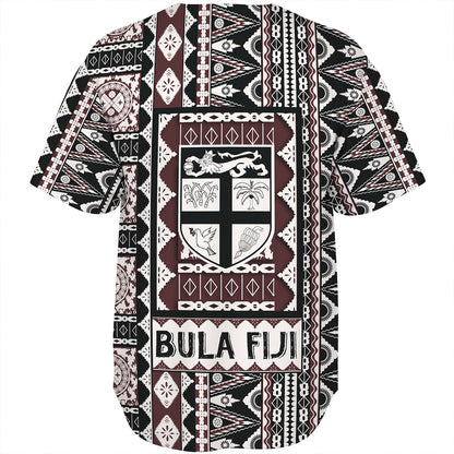 Fiji Baseball Shirt Bula Fiji Masi Motif Brown Color Design