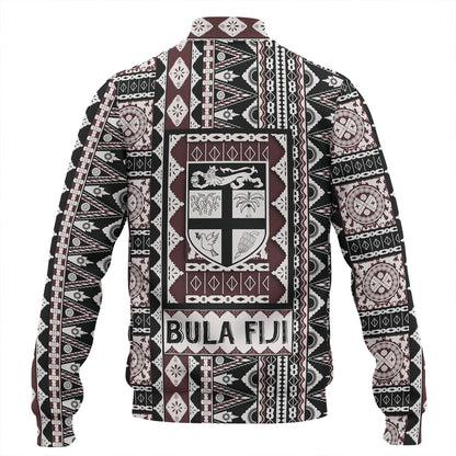 Fiji Baseball Jacket Bula Fiji Masi Motif Brown Color Design