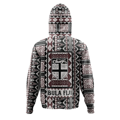 Fiji Hoodie Bula Fiji Masi Motif Brown Color Design