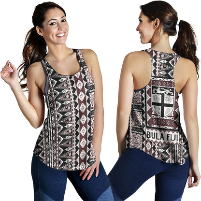 Fiji Women Tank Bula Fiji Masi Motif Brown Color Design