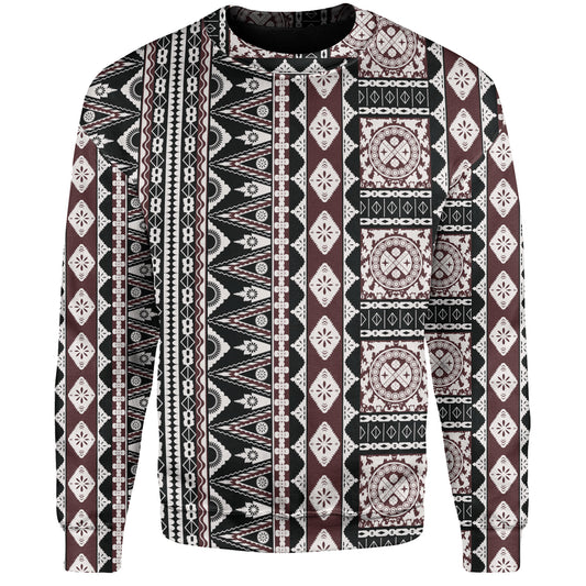 Fiji Sweatshirt Bula Fiji Masi Motif Brown Color Design