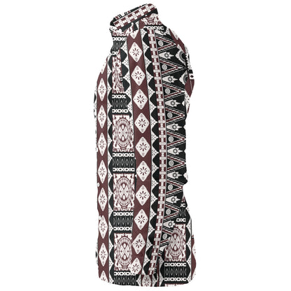 Fiji Long Sleeve Shirt Bula Fiji Masi Motif Brown Color Design