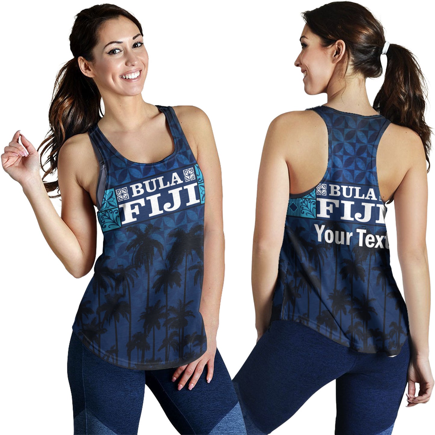 Fiji Women Tank - Custom Bula Fiji Masi Palm Tree Design