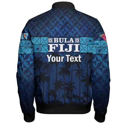 Fiji Bomber Jacket - Custom Bula Fiji Masi Palm Tree Design