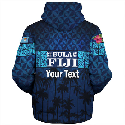 Fiji Sherpa Hoodie - Custom Bula Fiji Masi Palm Tree Design