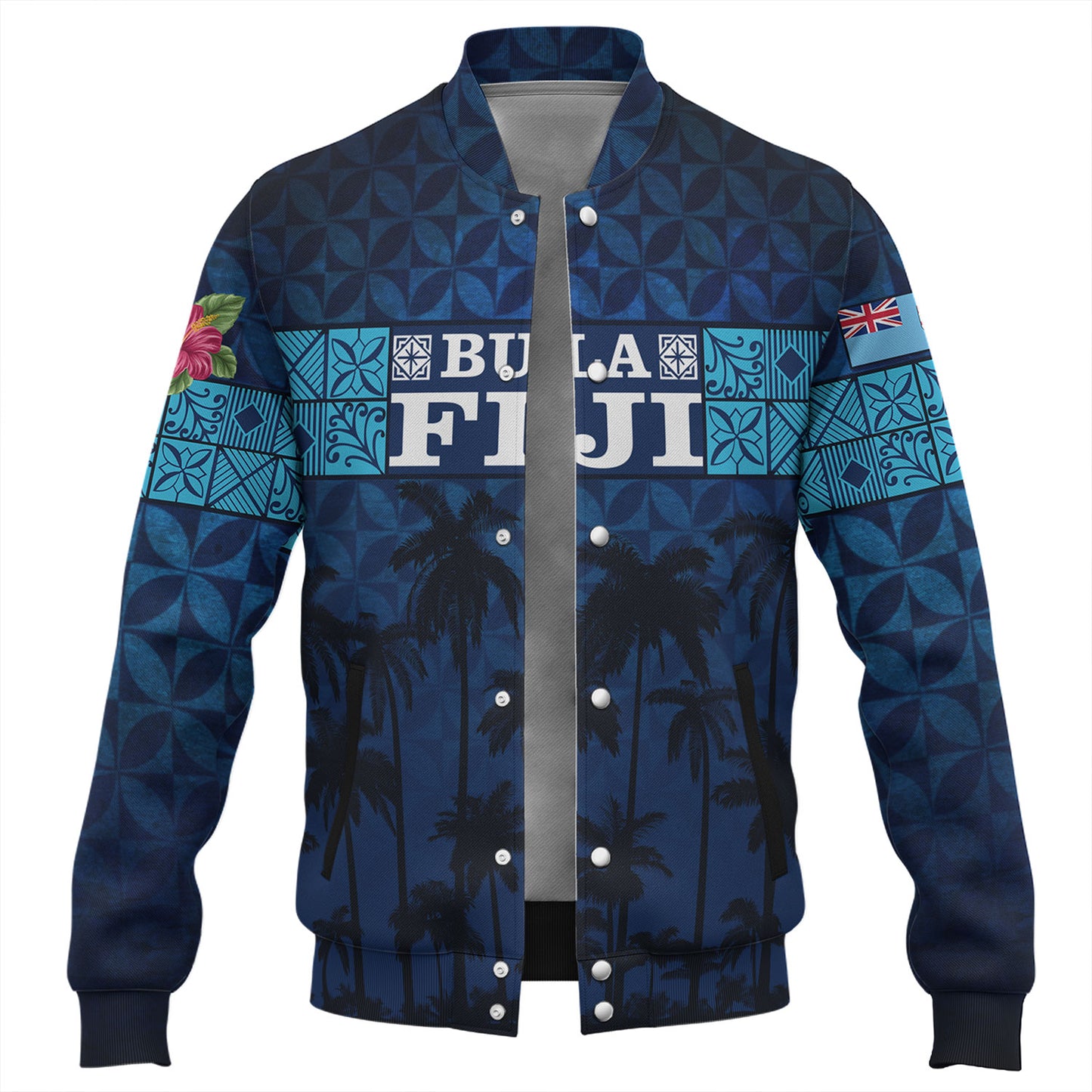 Fiji Baseball Jacket - Custom Bula Fiji Masi Palm Tree Design
