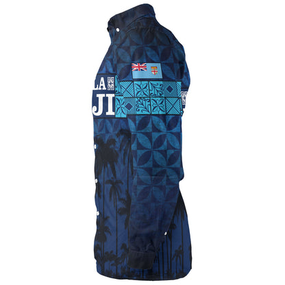 Fiji Long Sleeve Shirt - Custom Bula Fiji Masi Palm Tree Design