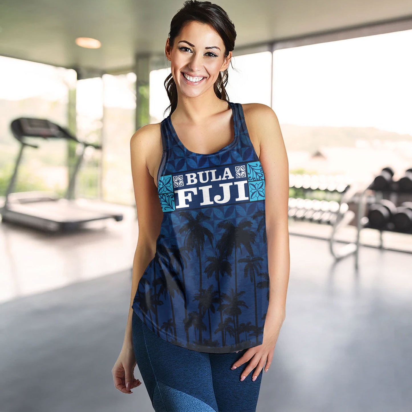 Fiji Women Tank - Custom Bula Fiji Masi Palm Tree Design