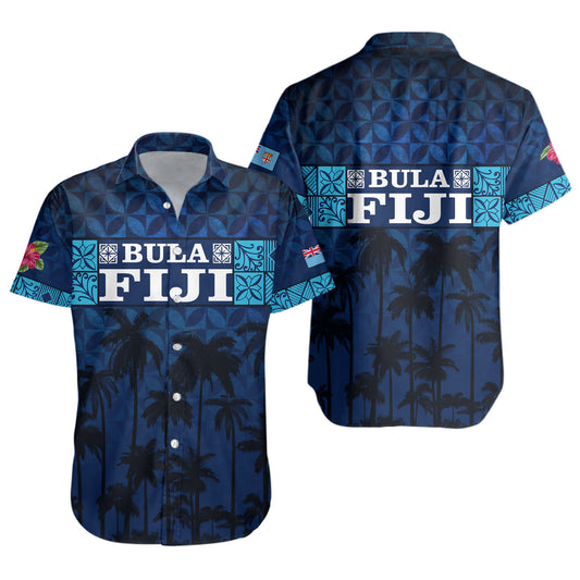 Fiji Short Sleeve Shirt - Custom Bula Fiji Masi Palm Tree Design