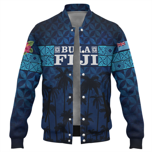 Fiji Baseball Jacket - Custom Bula Fiji Masi Palm Tree Design