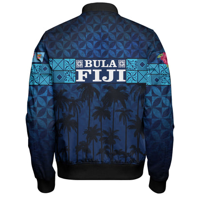 Fiji Bomber Jacket - Custom Bula Fiji Masi Palm Tree Design