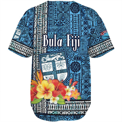 Fiji Baseball Shirt Bula Fiji Masi Tropical Flowers Special Design