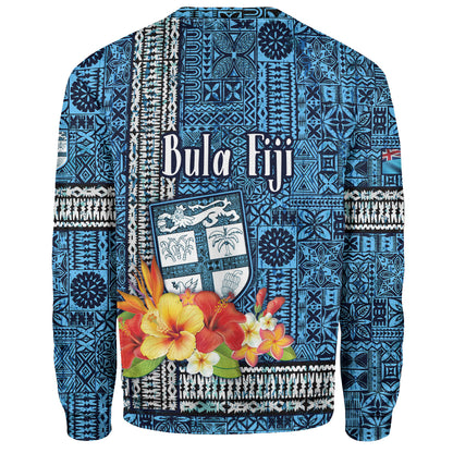 Fiji Sweatshirt Bula Fiji Masi Tropical Flowers Special Design
