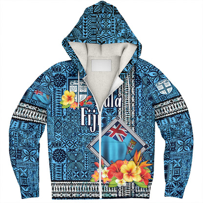 Fiji Sherpa Hoodie Bula Fiji Masi Tropical Flowers Special Design