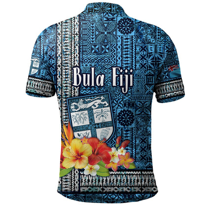 Fiji Polo Shirt Bula Fiji Masi Tropical Flowers Special Design