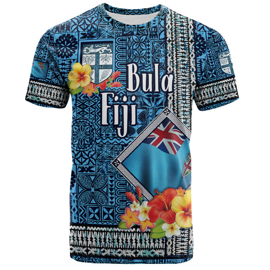 Fiji T-Shirt Bula Fiji Masi Tropical Flowers Special Design