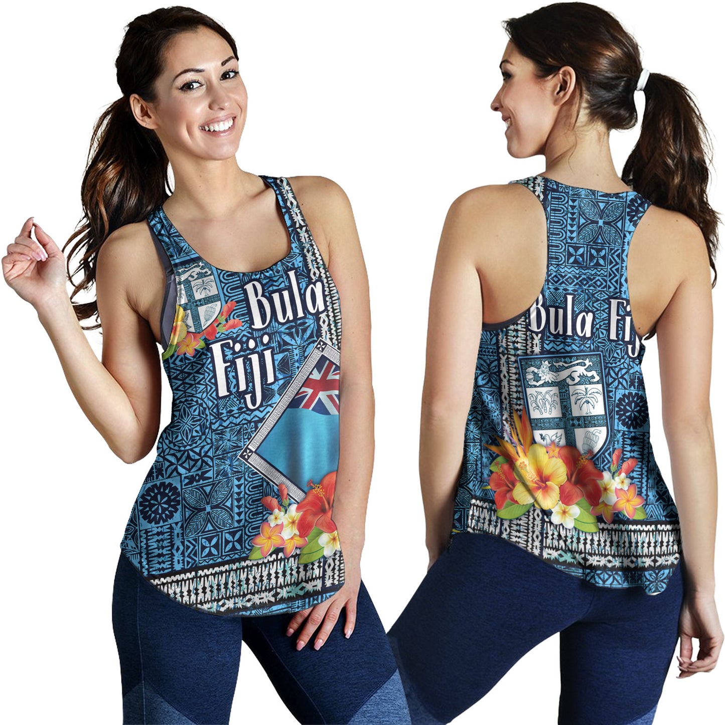 Fiji Women Tank Bula Fiji Masi Tropical Flowers Special Design