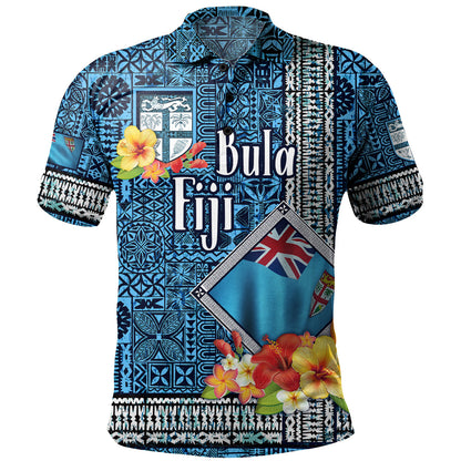 Fiji Polo Shirt Bula Fiji Masi Tropical Flowers Special Design