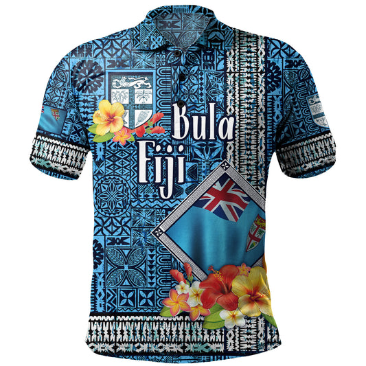 Fiji Polo Shirt Bula Fiji Masi Tropical Flowers Special Design