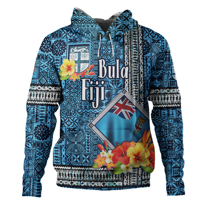 Fiji Hoodie Bula Fiji Masi Tropical Flowers Special Design
