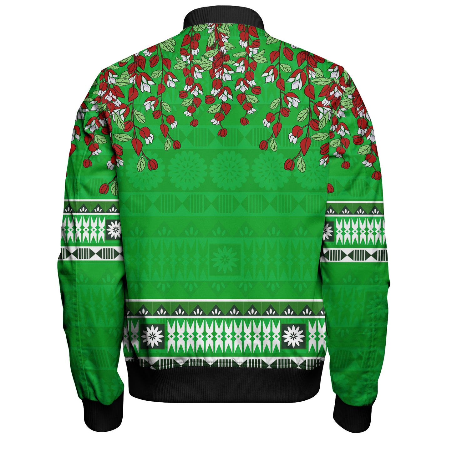 Fiji Bomber Jacket Bula Fiji Masi With Tagimaucia Flowers