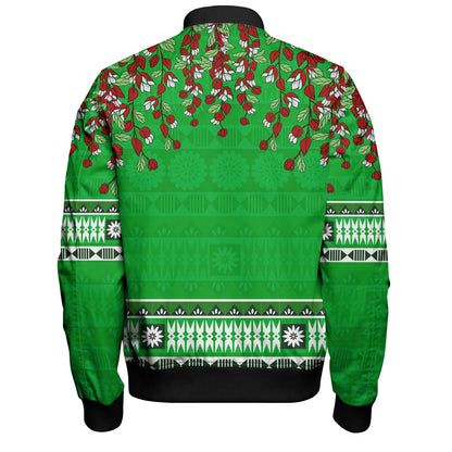 Fiji Bomber Jacket Bula Fiji Masi With Tagimaucia Flowers