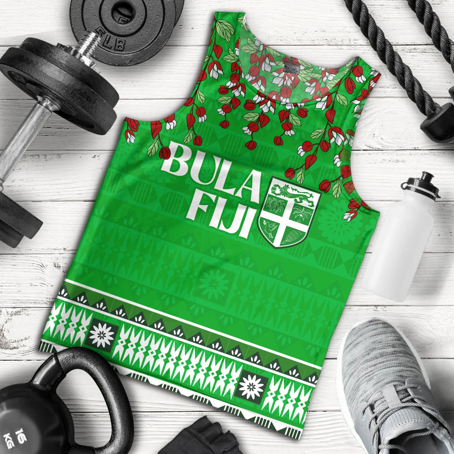 Fiji Tank Top Bula Fiji Masi With Tagimaucia Flowers