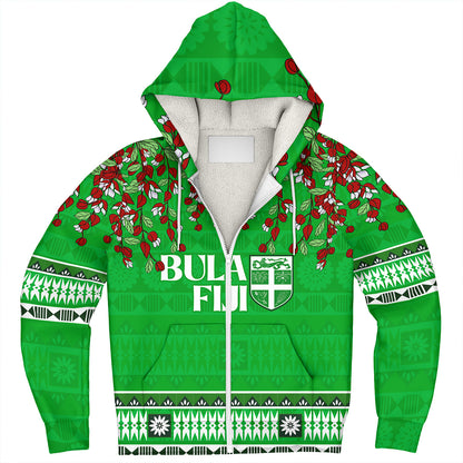Fiji Sherpa Hoodie Bula Fiji Masi With Tagimaucia Flowers