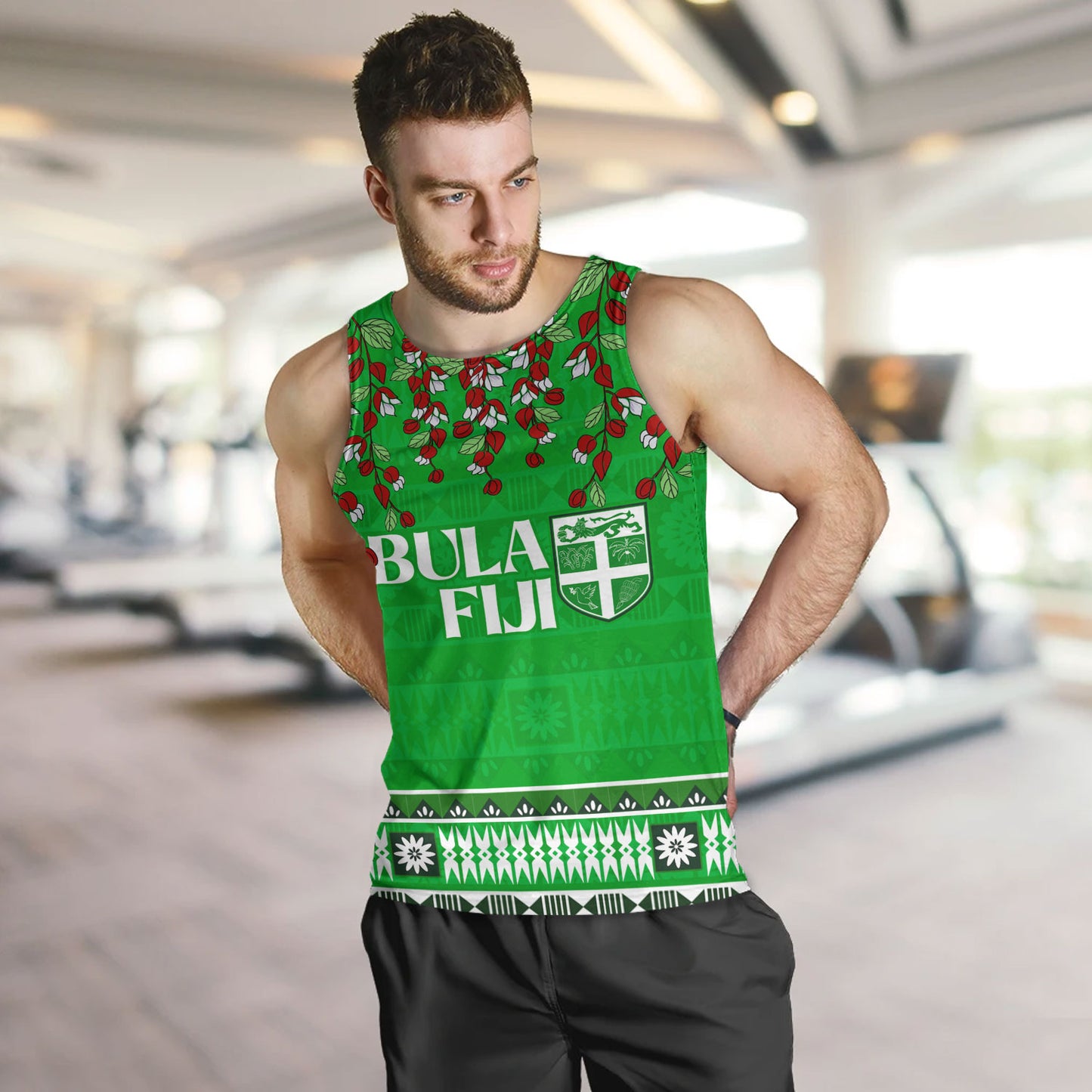 Fiji Tank Top Bula Fiji Masi With Tagimaucia Flowers