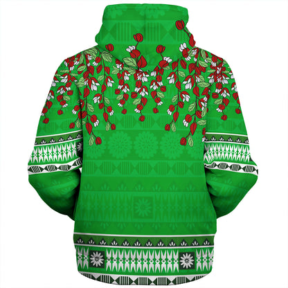 Fiji Sherpa Hoodie Bula Fiji Masi With Tagimaucia Flowers