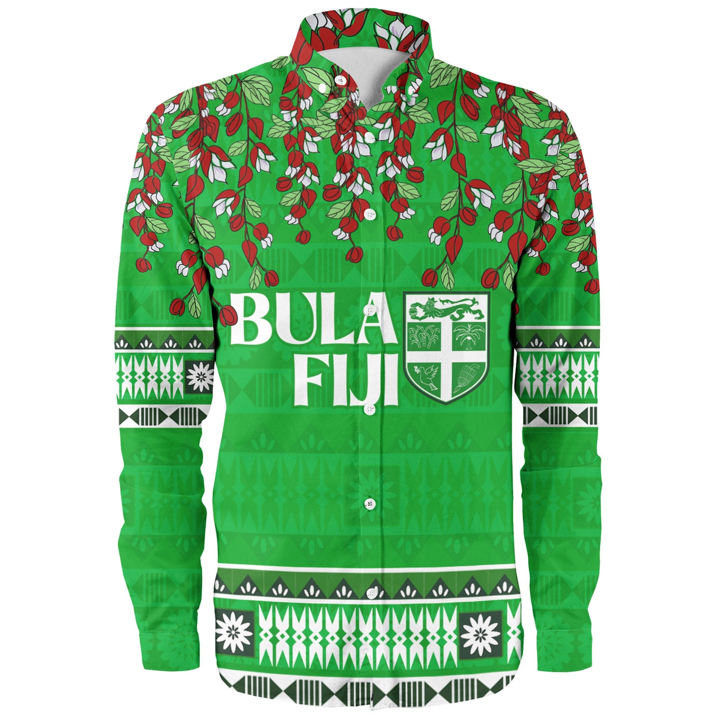 Fiji Long Sleeve Shirt Bula Fiji Masi With Tagimaucia Flowers