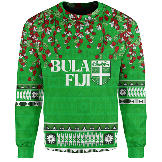 Fiji Sweatshirt Bula Fiji Masi With Tagimaucia Flowers
