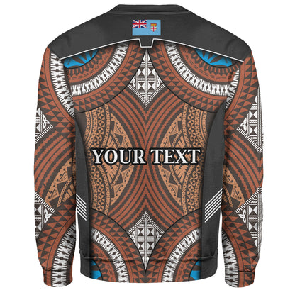 Fiji Sweatshirt Custom Bula Fiji Rugby Tapa Design