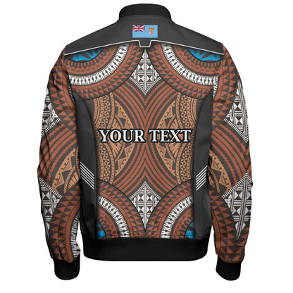 Fiji Bomber Jacket Custom Bula Fiji Rugby Tapa Design