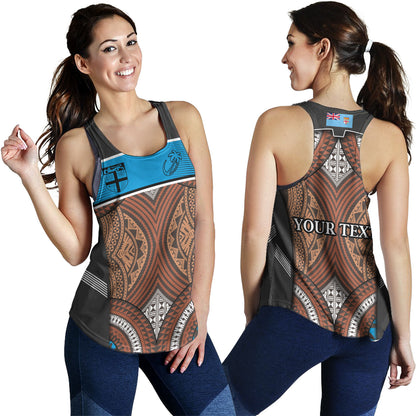 Fiji Women Tank Custom Bula Fiji Rugby Tapa Design