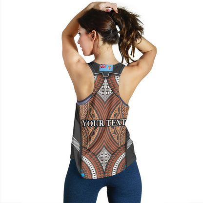Fiji Women Tank Custom Bula Fiji Rugby Tapa Design