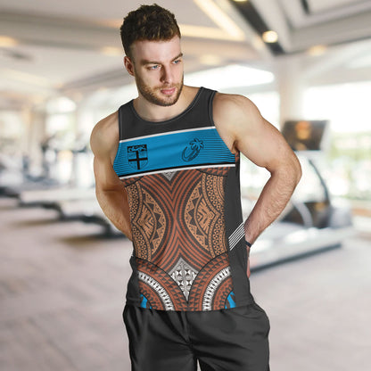 Fiji Tank Top Custom Bula Fiji Rugby Tapa Design