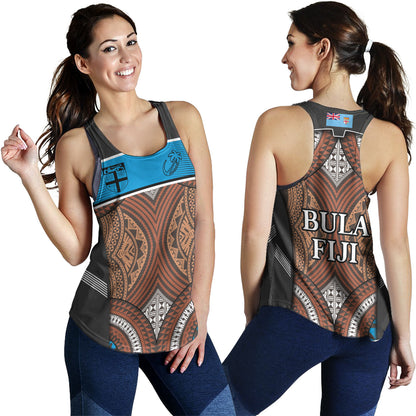 Fiji Women Tank Custom Bula Fiji Rugby Tapa Design