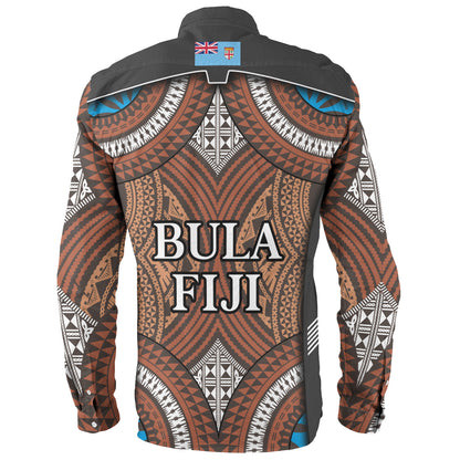 Fiji Long Sleeve Shirt Custom Bula Fiji Rugby Tapa Design