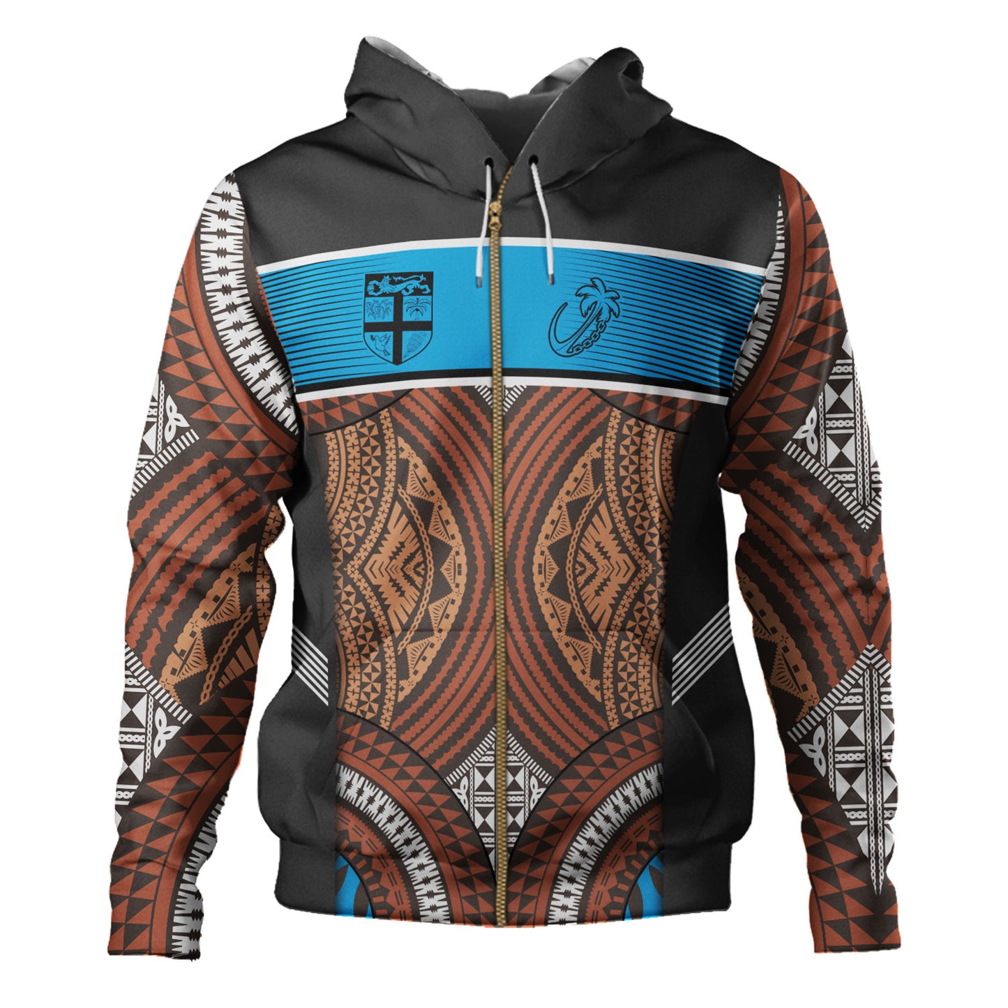 Fiji Hoodie Custom Bula Fiji Rugby Tapa Design