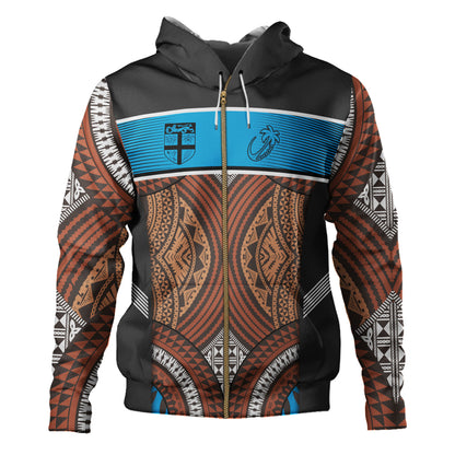 Fiji Hoodie Custom Bula Fiji Rugby Tapa Design