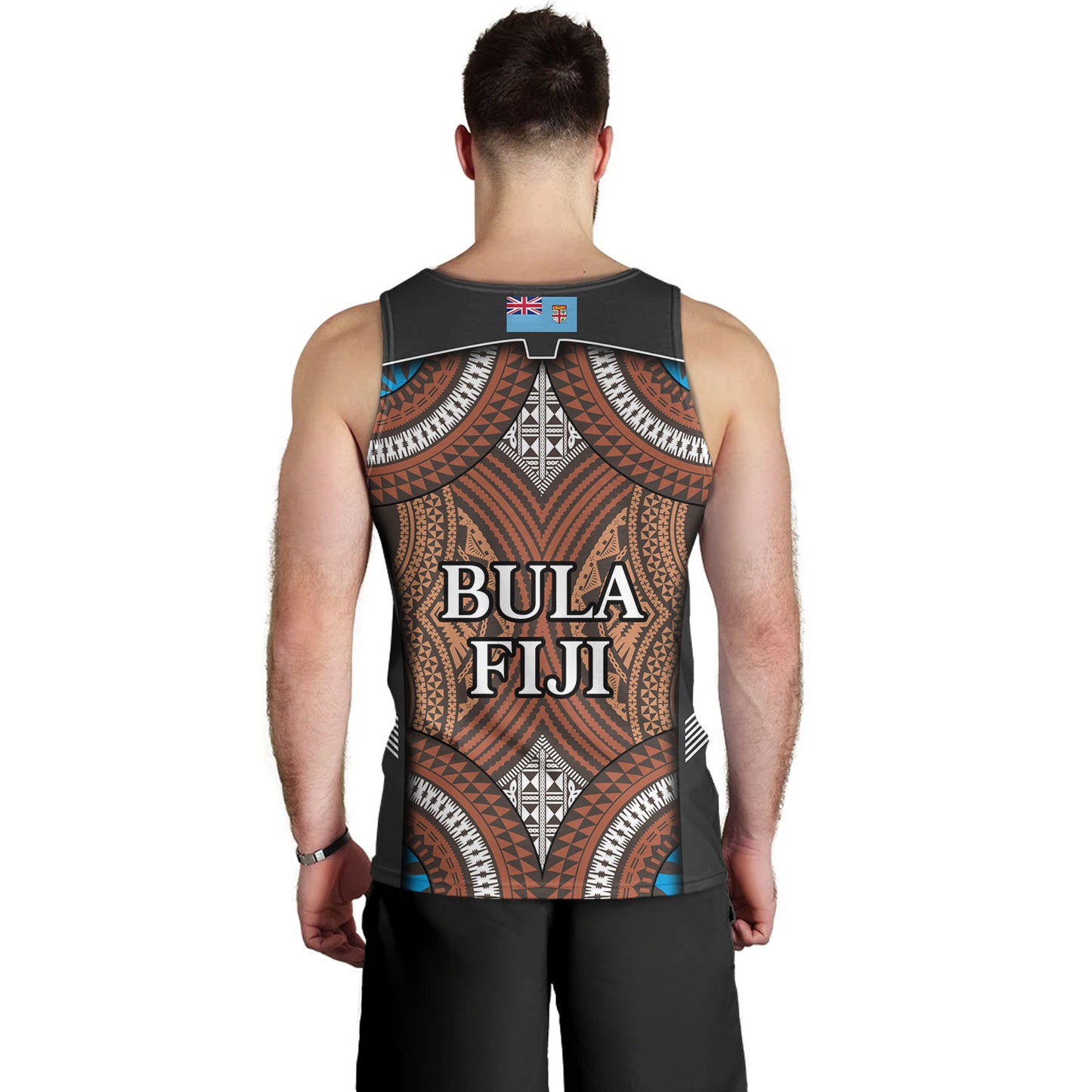 Fiji Tank Top Custom Bula Fiji Rugby Tapa Design