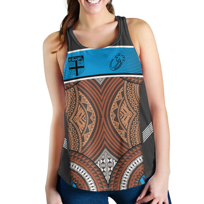 Fiji Women Tank Custom Bula Fiji Rugby Tapa Design