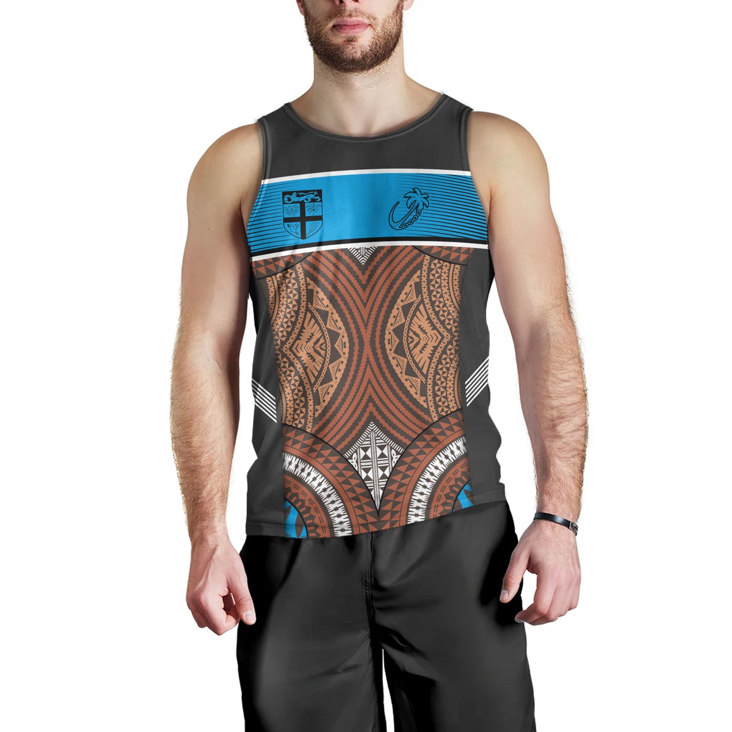 Fiji Tank Top Custom Bula Fiji Rugby Tapa Design