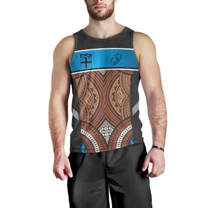 Fiji Tank Top Custom Bula Fiji Rugby Tapa Design